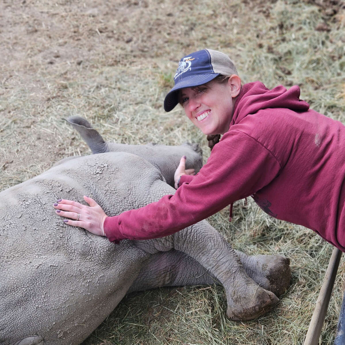 Erika with Otto the Rhino