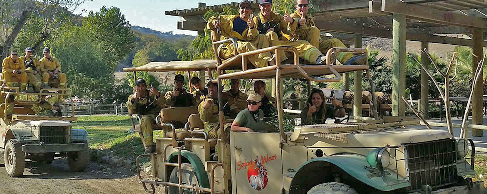 Firefighters enjoy a Safari after Tubbs Fire
